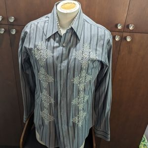 One 90 One  mens long sleeve embroidered shirt